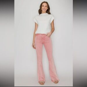 057- Acid Washed Pink Flare Jeans